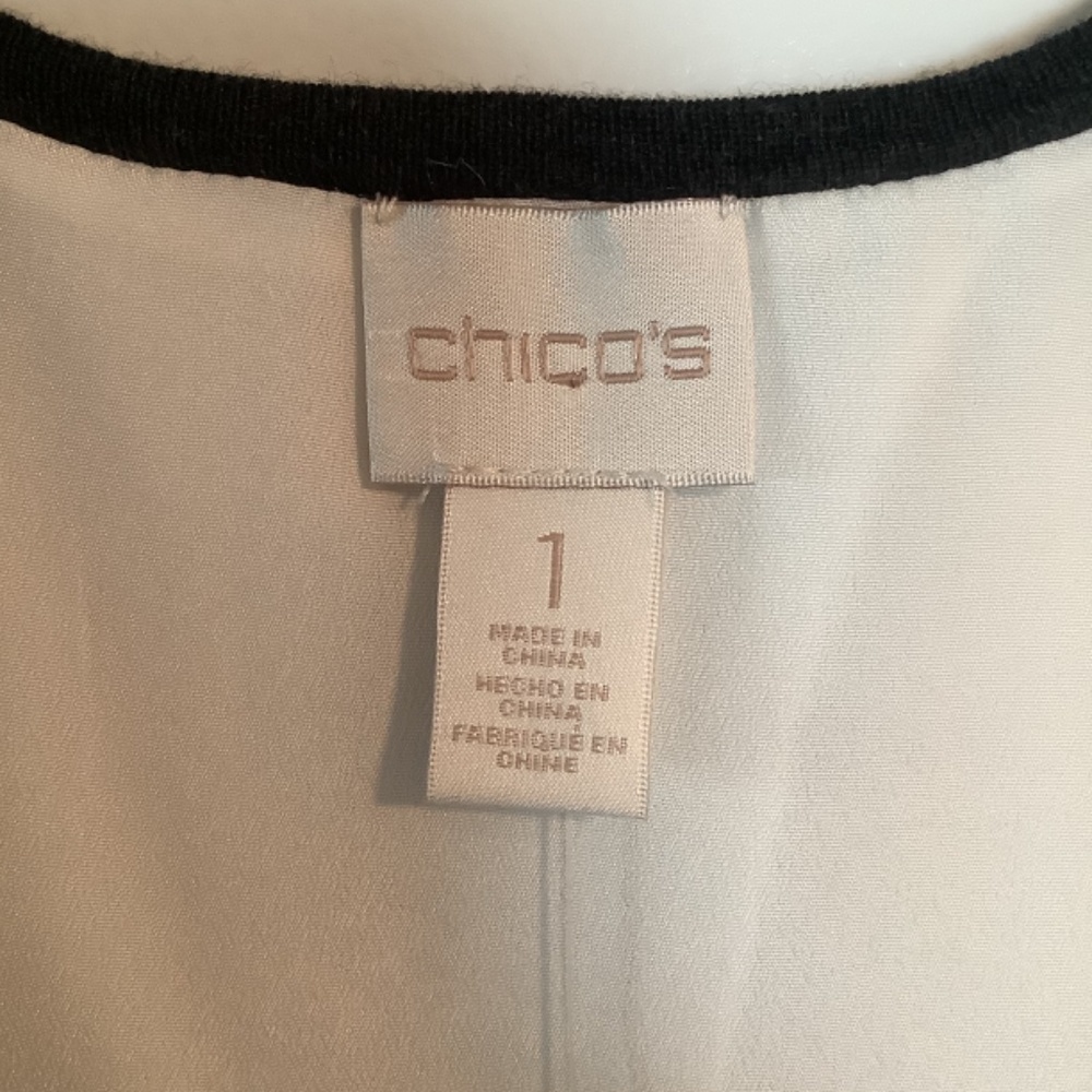 Chico’s Ladies Mixed Fabric Madison Cardigan Sweater Alpaca Heather Gray Size 1 - Picture 2 of 7